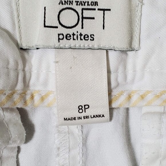 💎196 LOFT Ann Taylor Flat Front White Chino Shorts - Picture 2 of 5